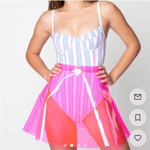 NWT American Vintage | Hot/Neon Pink | Vinyl Clear Plastic Skirt | size small |